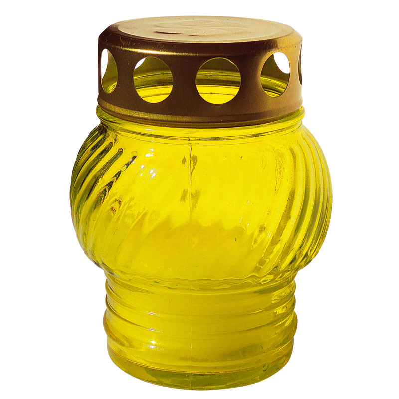 Лампада неугасимая жёлтая (стекло) со свечой