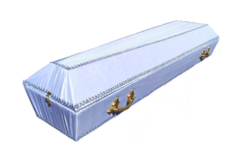 Гроб38 "Гладь" обитый шелком белый