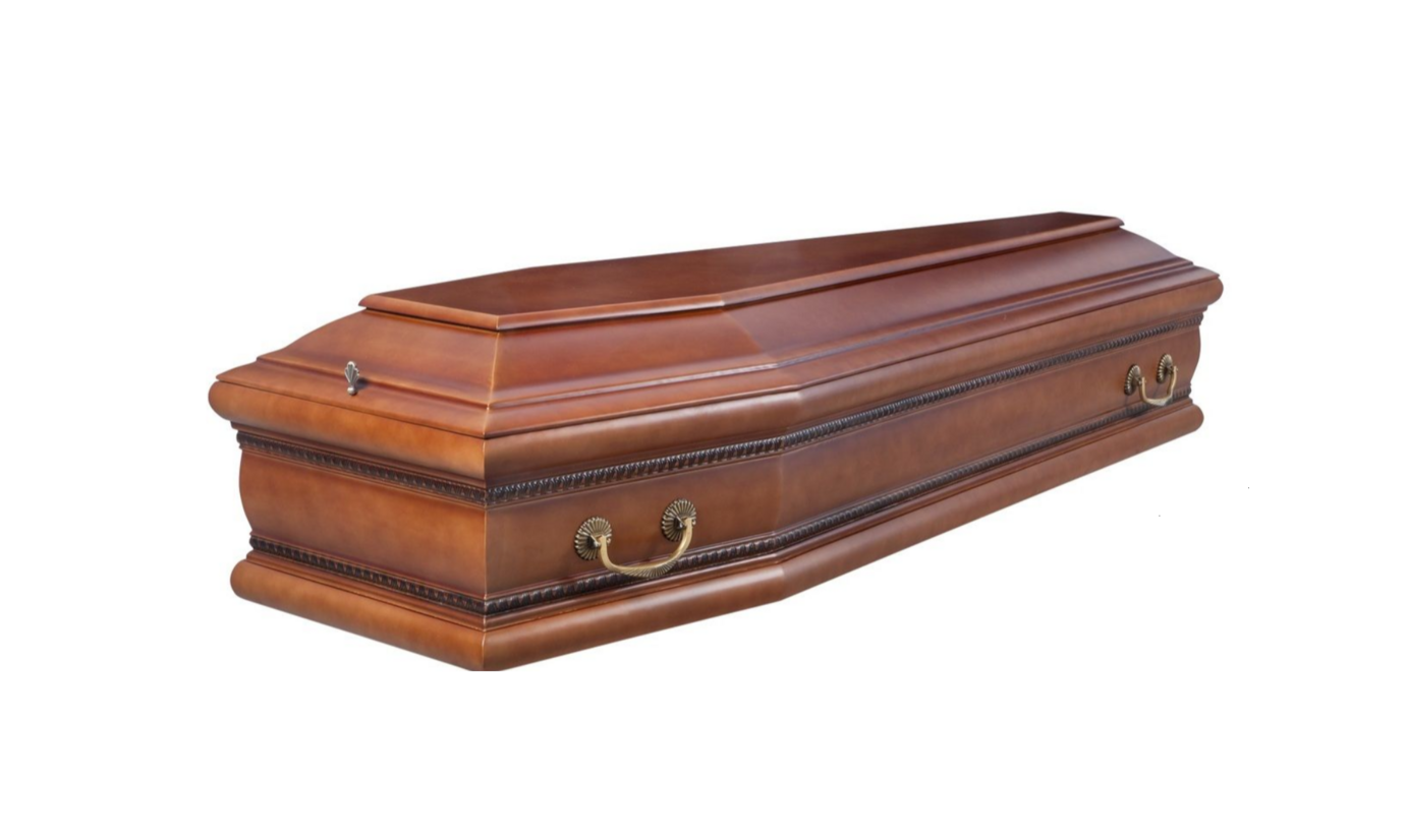 Гроб ГР42 "Бергамо" 6-гранный (сосна) светлый матовый