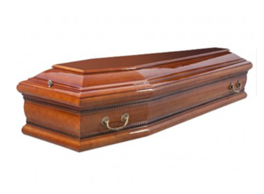 Гроб ГР41 "Бергамо" 6-гранный (сосна) светлый глянцевый