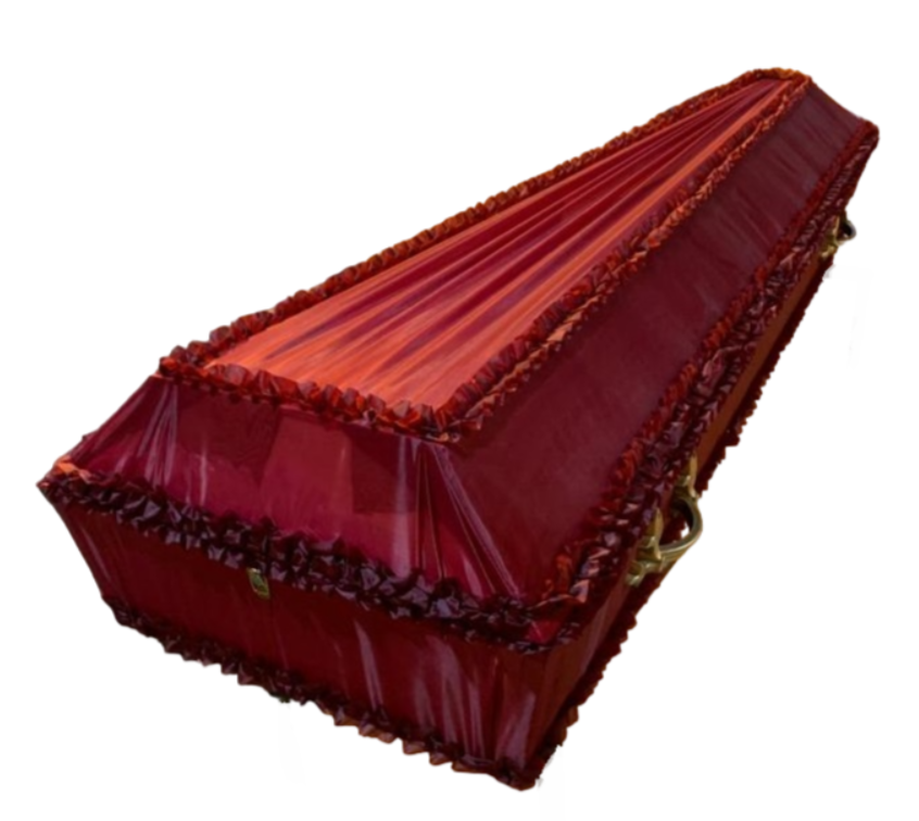 Гробь "Гладь" бордовый обитый шелком Гробь "Гладь" бордовый обитый шелком