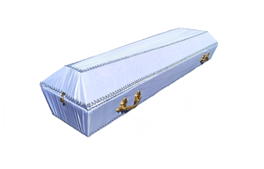 Гроб "Гладь" ГШ-1 белый обитый шелком
